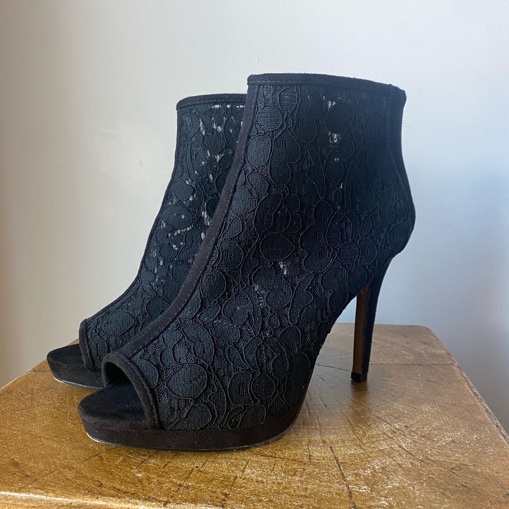 Lace Open Toe Heels